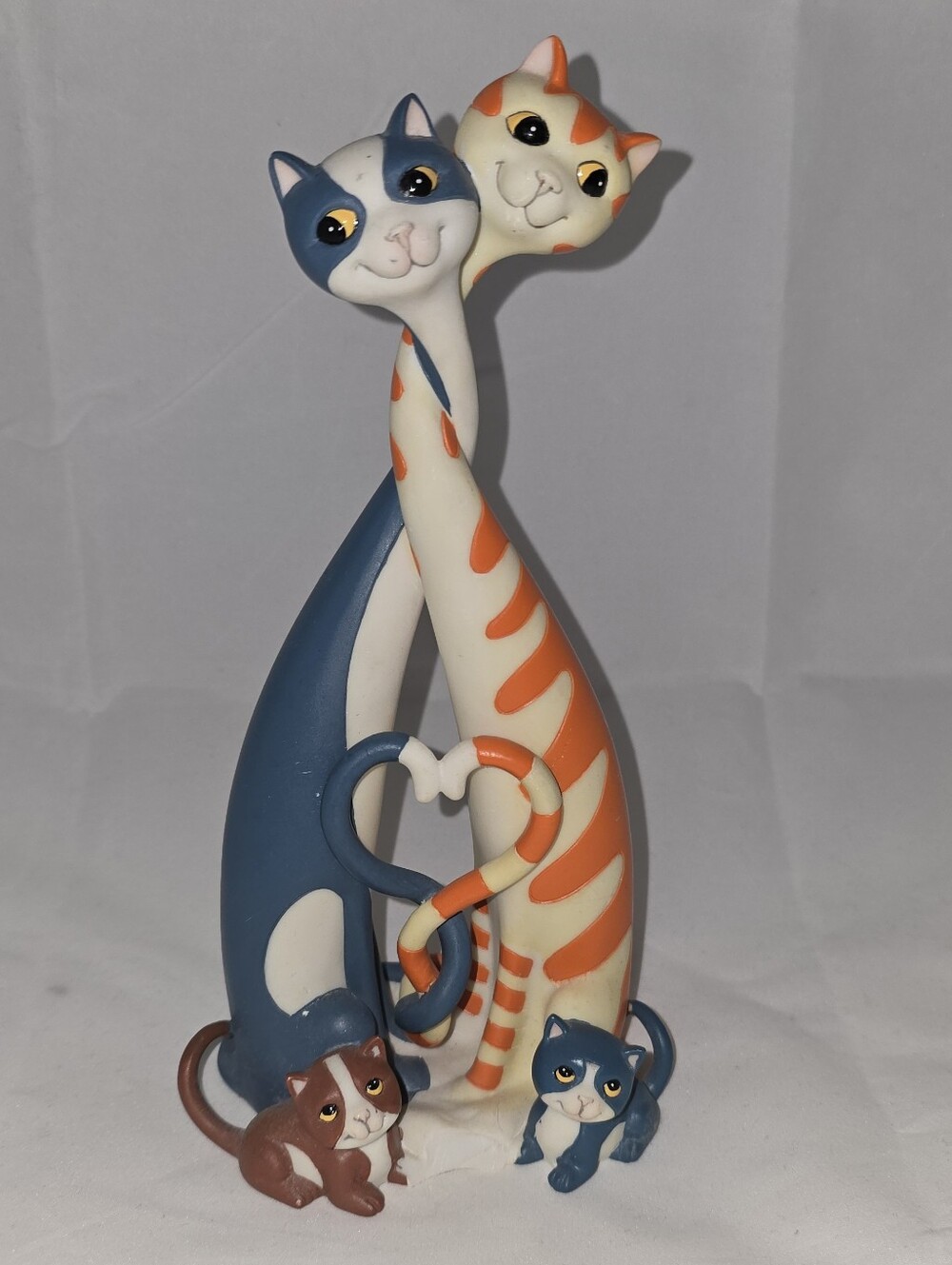 Cool Cats Decorative Blue & Orange Cat Couple Figurine - Pets Cat